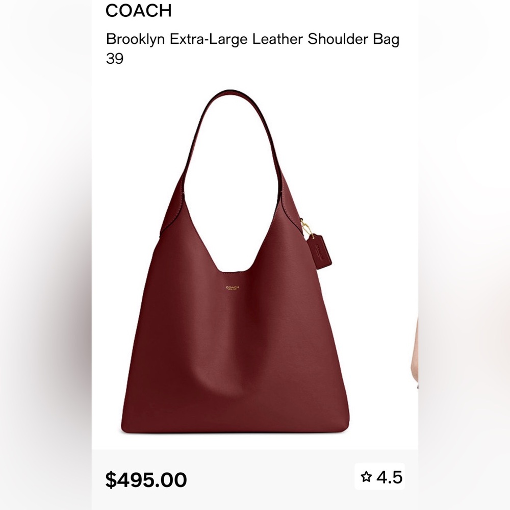 NWT Coach Brooklyn Ruby Red Leather Shoulder Hobo… - image 1